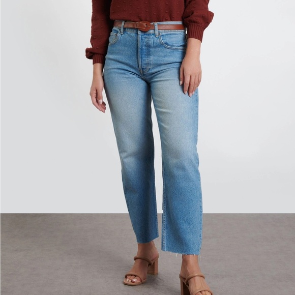 Boyish The Tommy Stretch Jeans Sz 28 High Waist Straight Raw Hem Denim 825 - Picture 1 of 8